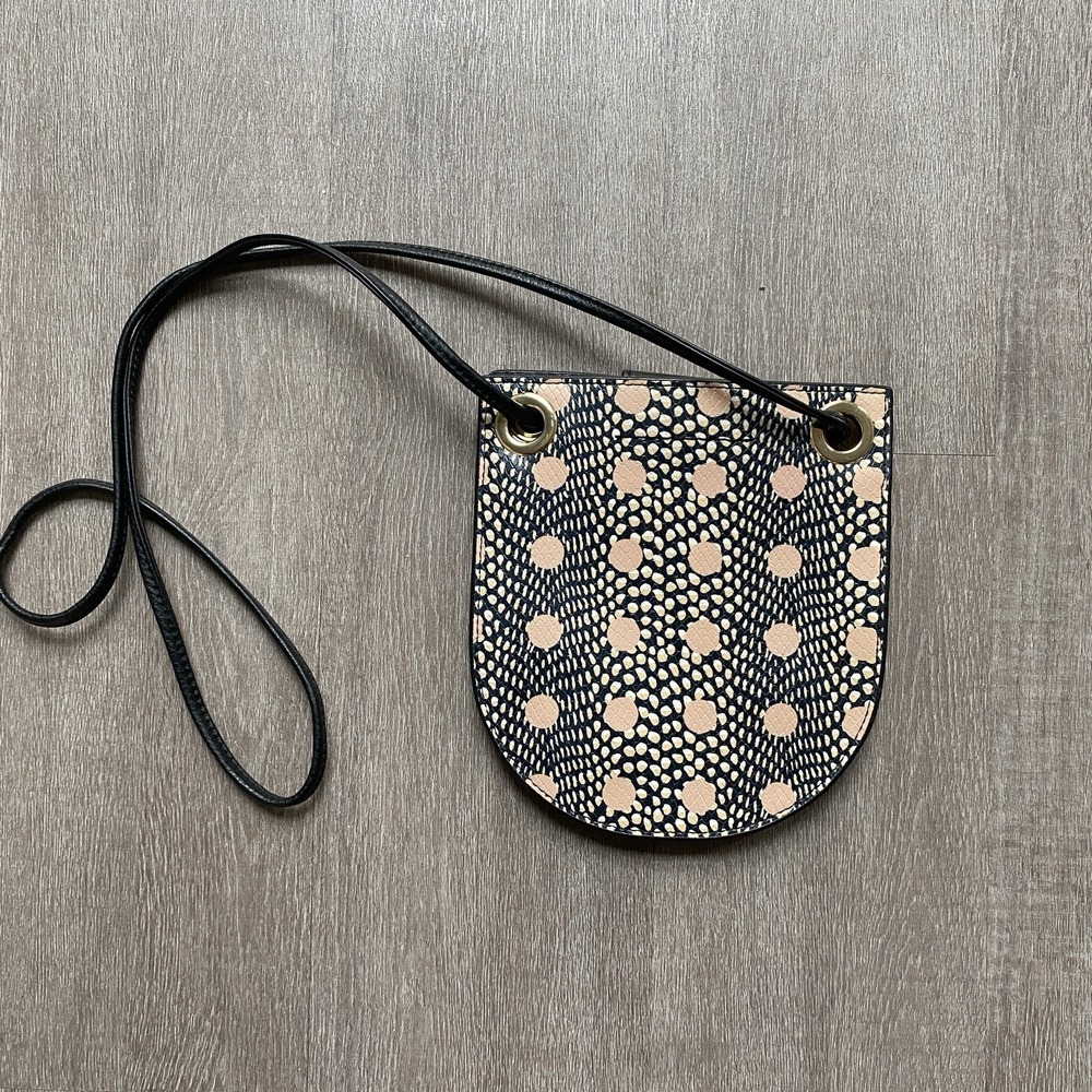 Vince Camuto Genuine Leather Margie Womens Brown Polka Dot Small Cross Body